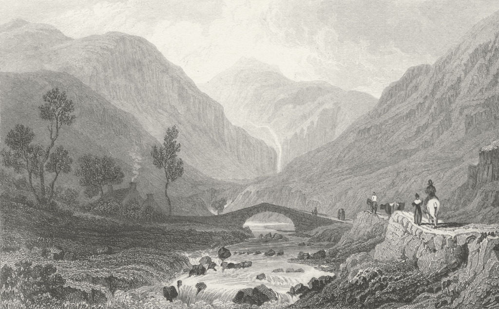 CAERNARFONSHIRE. View Aber. Gastineau pack bridge c1831 old antique print